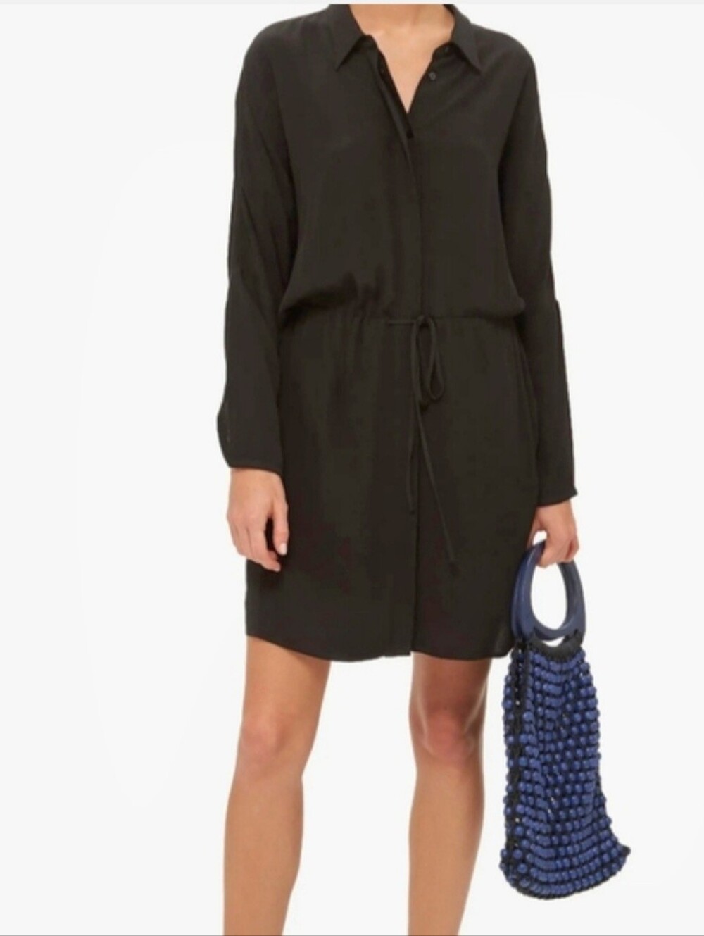 NWT Topshop Black Drawstring Mini Shirtdress Size 4